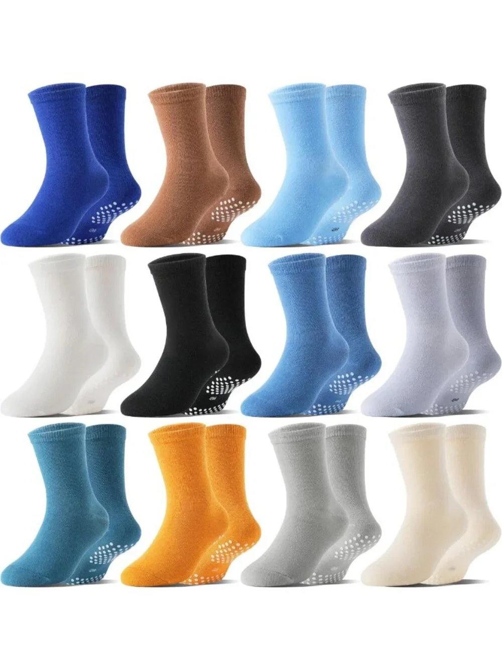12 Pairs Baby Boys Anti-Slip Cartoon Crew Socks - Breathable Cotton for Toddlers